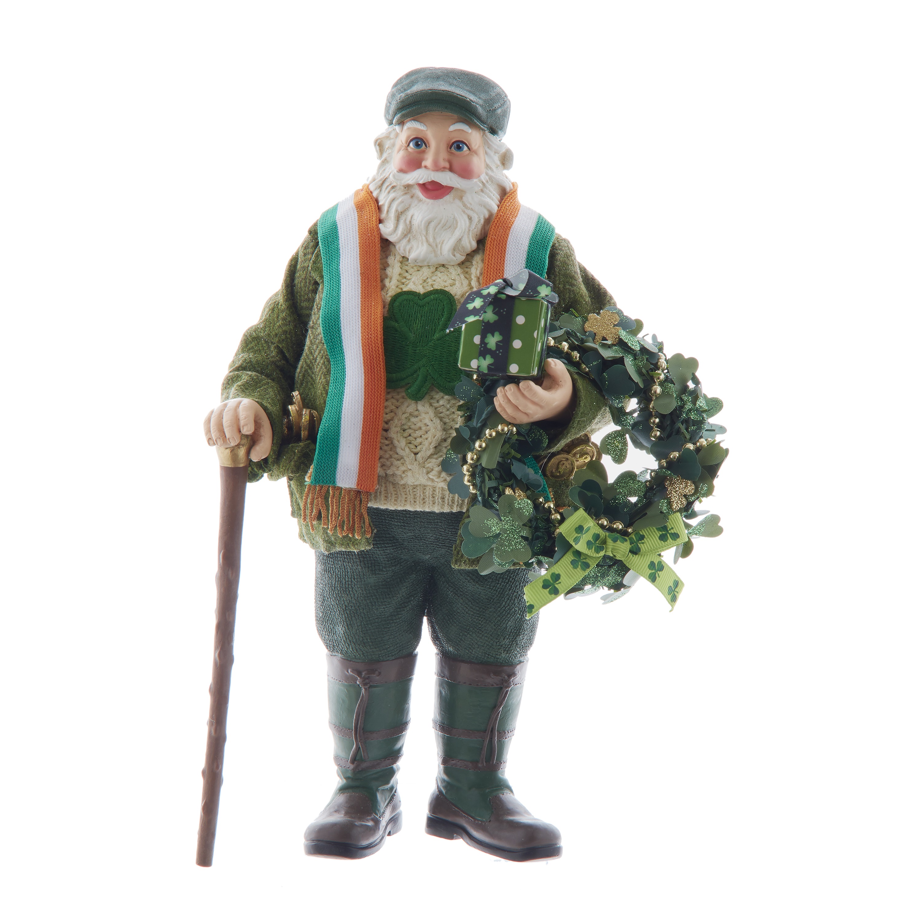 Musical Santa With Shillelagh And Wreath Bridgets Of Erin